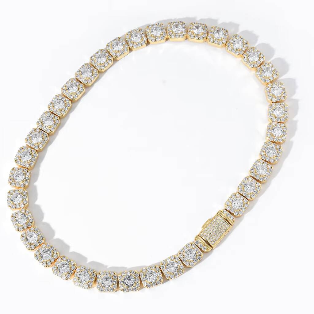 2025 Luxury Fashion 13mm Zircon Cuban Link Chains for Men Hip Hop Tennis White Gold Iced Jewelry Princess Cut Heart Shape Gold