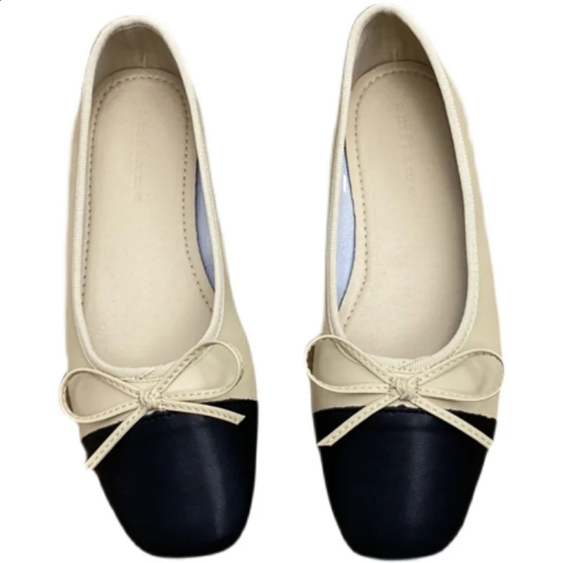 Large Size 44 45 47 48 Flat Shoes Womens Spring Autumn Bow Square Toe Shallow Ladies Shoes loafers women zapatos mujer 250811
