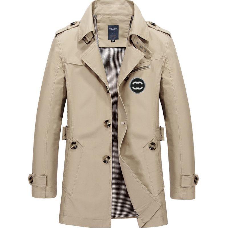 New 2025 Autumn Luxury Style Hotsales Men's Trench Coats Fashion Designer High Quality Classic Brand Logo Mens Long Trench Coat Loose Jacket Coat Asian Size M-4XL