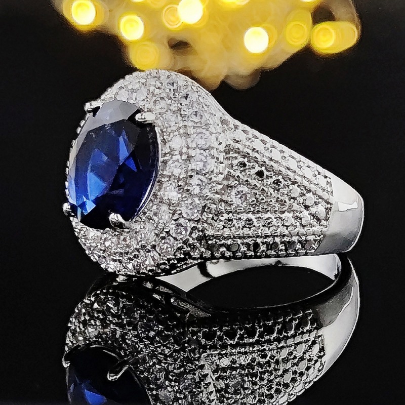 Classic Design Royal Blue Gemstone Cocktail Ring Ideal Gift for Special Occasions