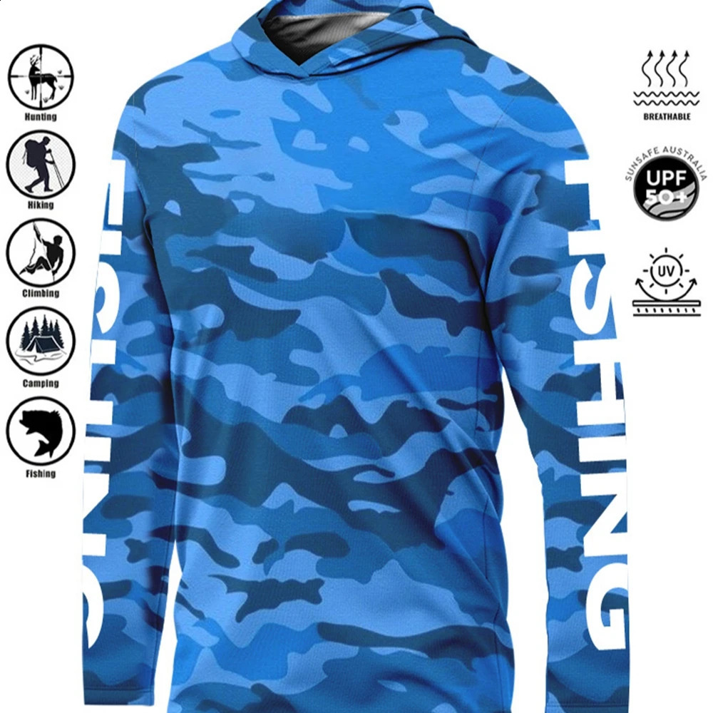 UPF 50 Uv Protection Quick Dry Tops Outdoor Fashion Fishing Hoodie Printing Shirt Mens Long Sleeve Performance 250820