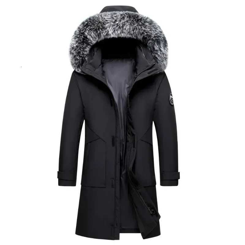 Mens Warm White Duck Down Hooded Jacket Parka Multi Pockets Overcoat Mens Winter Long Windproof Down Jacket Coats X250821