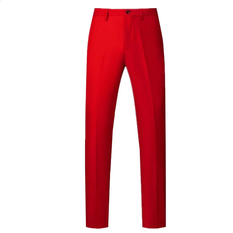 Men Solid Colour Formal Suit Pants Black / Red / Royal Blue Homme Wedding Office Social Slim Fit Trousers250820