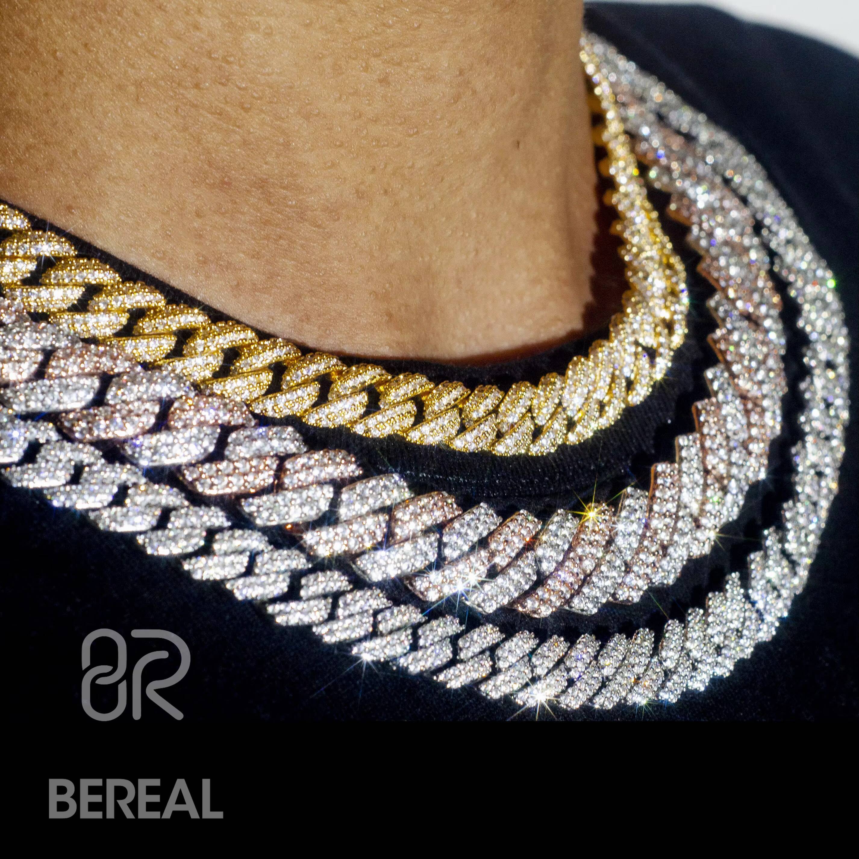 Hot Selling 9MM Real Gold Vvs Moissanite Cuban Chain Necklace Iced Out Round Brilliant Cut Diamond Cuban Bracelet Fine Jewelry
