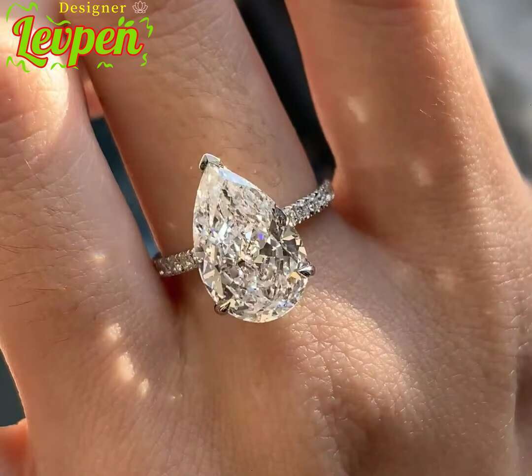 3ct IGI HPHT Certified Cvd Lab Grown Created Diamond D VS1 VS2 Platinum Gold Rings Engagement Ring Jewelry for Women Pear Halo OACOCA