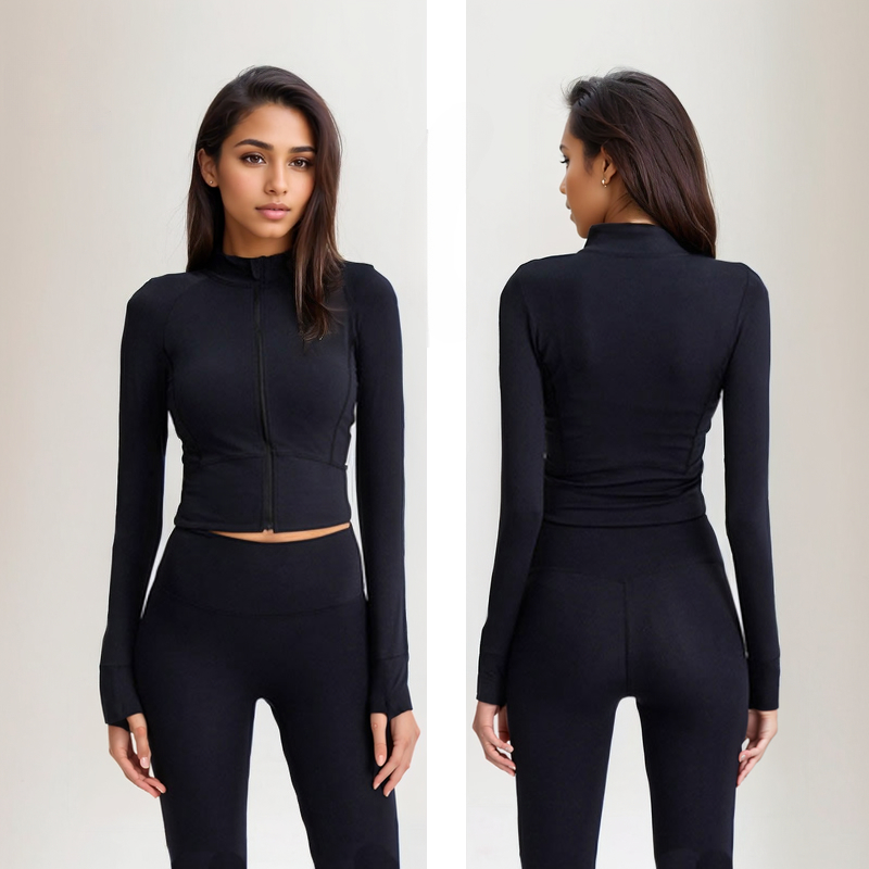 Designer Jacket Womens Yoga Long Sleeve Jacket Outfit Full-Zip Cardigan Sweatshirts Solid Color Sports Shaping Waist Tight Fitness Short Loose Jogger Sportswear