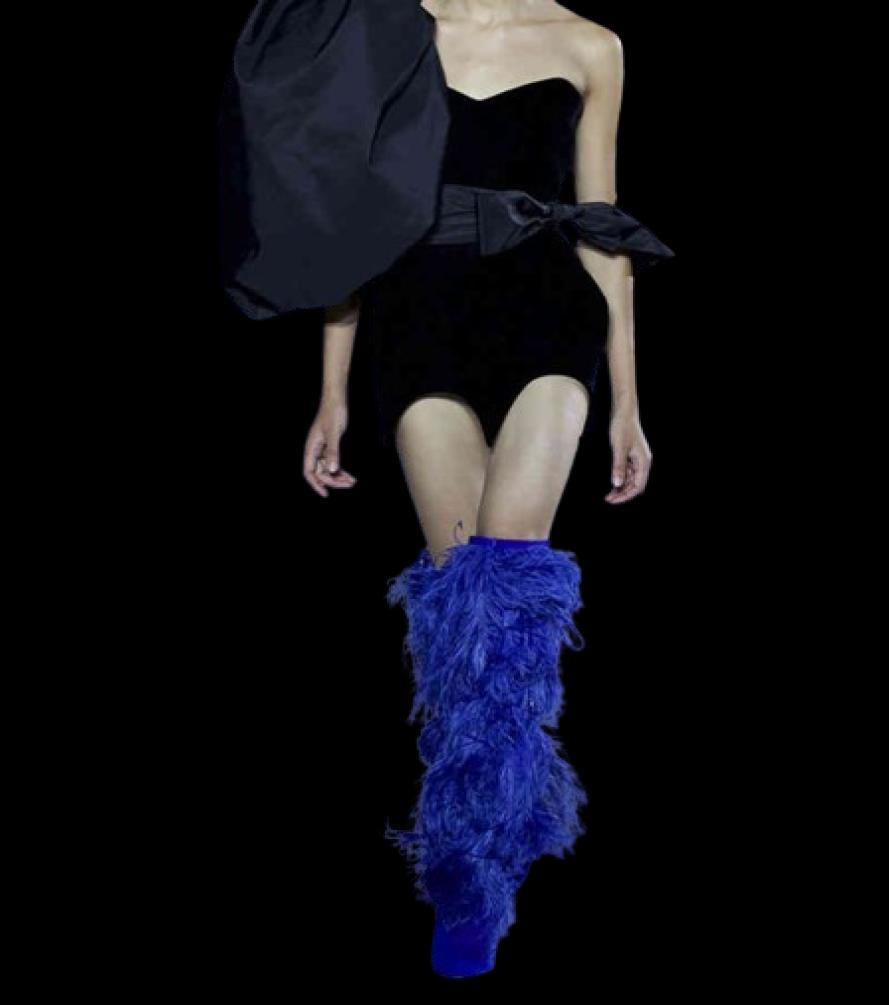 Boots Feather Women High Suede Cross bound Punch Shoe Party Heel Shoes Sexy Ostrich Feathers Over the Knee 2209016119361