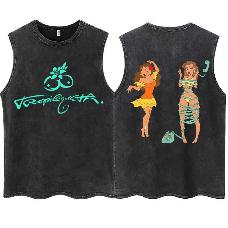 Karol G 2025 New Album Tropicoqueta Washed Tank Tops Men Women Trendy Vintage T-Shirt Casual Oversized Cotton Sleeveless T Shirt X250821