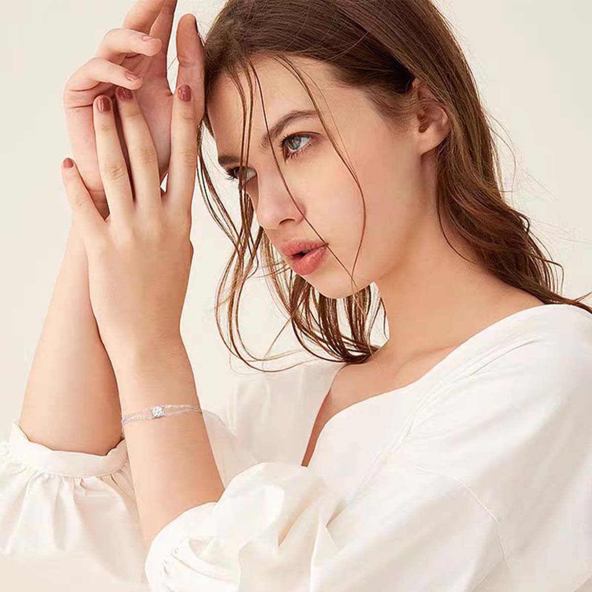 MT Exquisite Moissanite Bracelet for Women - 14K White Gold Plated 925 Sterling Silver Bracelet, Perfect Anniversary Birthday Gift High quality Factor