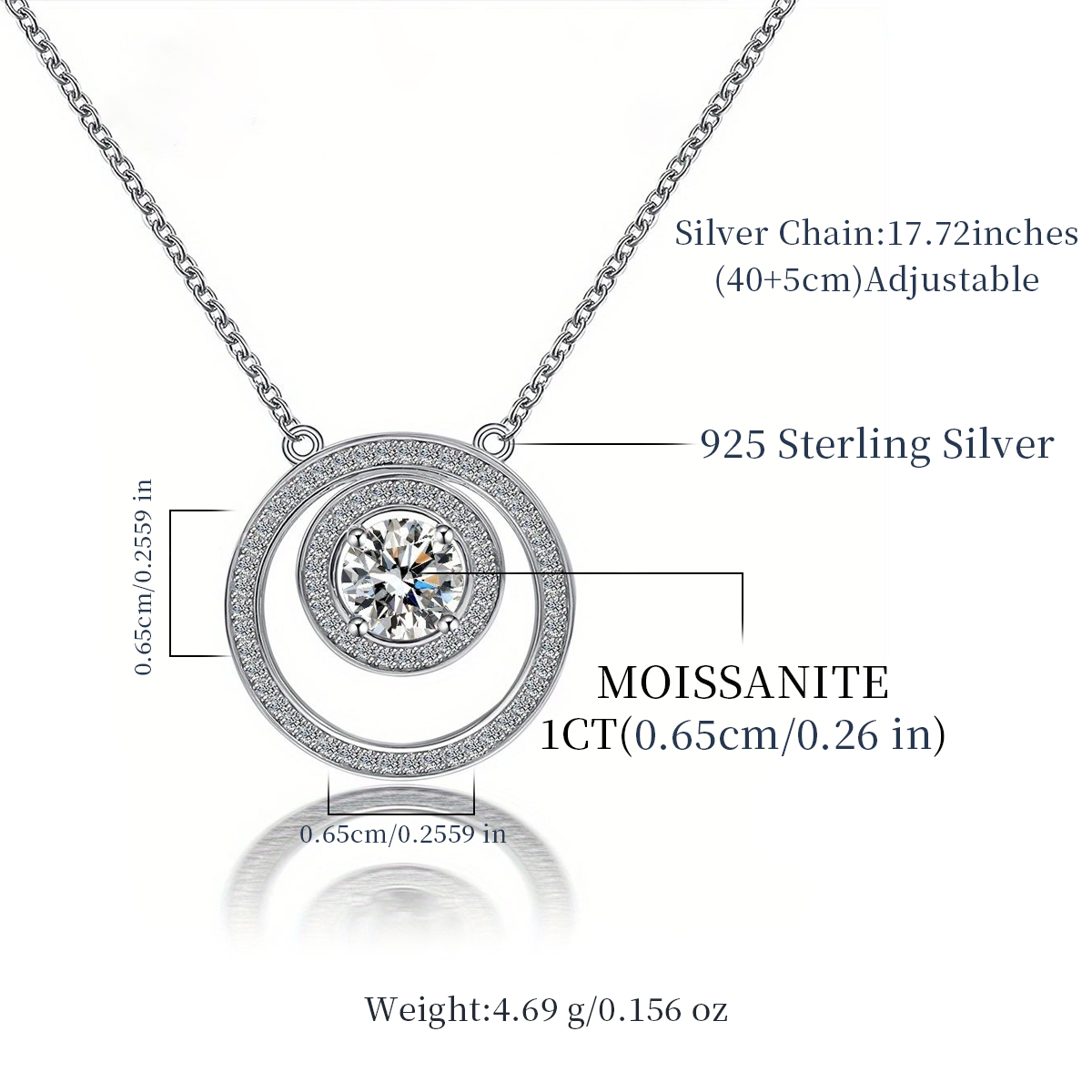 MT Round Cut Moissanite Pendant Necklace For Women 18 k White Gold 925 Sterling Silver Simplified Design Necklace Fashion Jewelry High-Quality