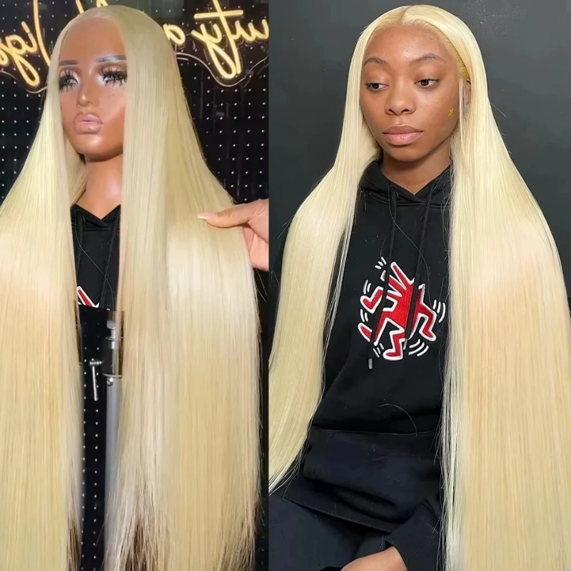 613 HD Lace Frontal Wig Blonde High Density HD Transparen Colored Straight Human Hair Wigs 13x4 HD Lace Frontal Wear And Go Wig For Black Women