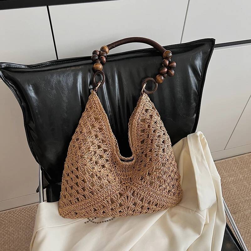 Autumn New Women s Shoulder Bag New Large Capacity Women s Woven Handbag Fashionable Grass Woven Bag Casual Commuting Bag Autumn New Designer Bag