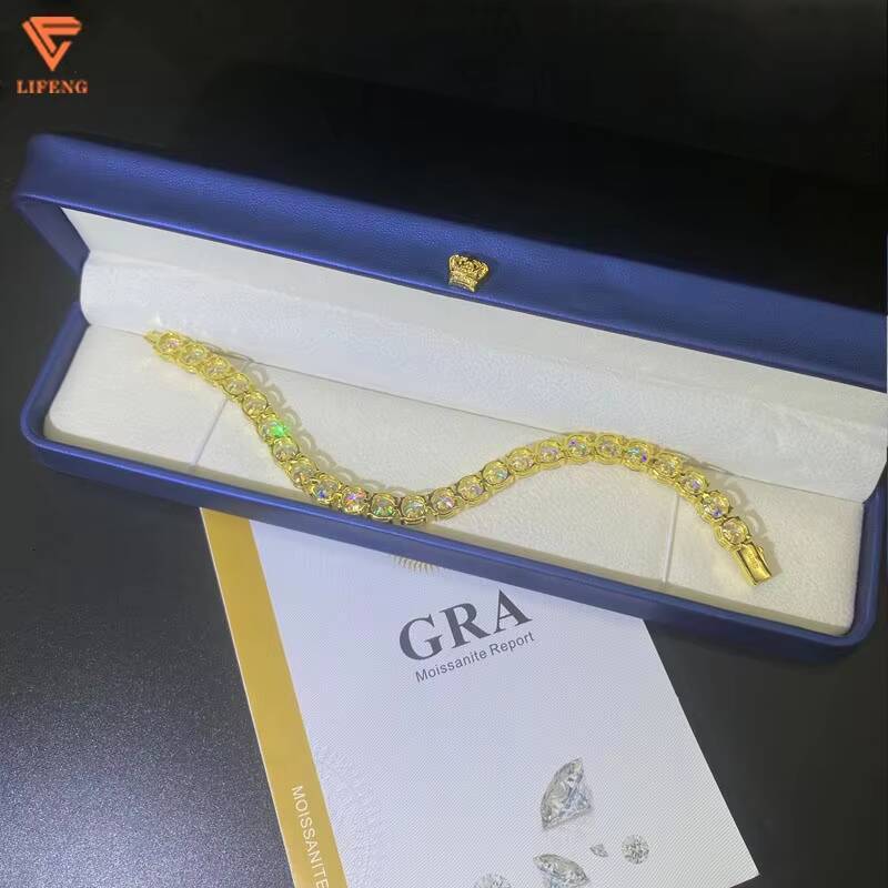 Lifeng Jewelry Luxury 925 Silver Diamond Tennis Link Chain Wrist Bracelet Ice Out 8MM VVS Moissanite Hip Hop Tennis Bracelet