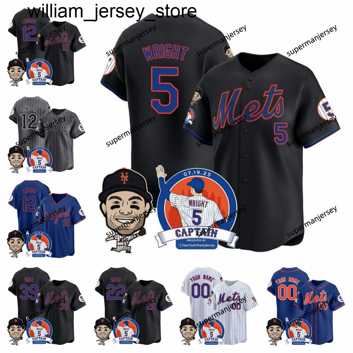 5 David Wright Juan Soto Mets baseball Jersey 12 Francisco Lindor Pete Alonso Brandon Nimmo Kodai Senga Starling Marte Jeff McNeil Edwin Diaz Mark Vientos Jose