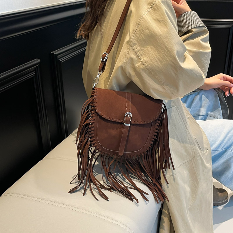 Bohemian bag Bohemian no spirit tassel cross body wallet Retro hippie er womens gypsy edge Bohemian shoulder bag 241008