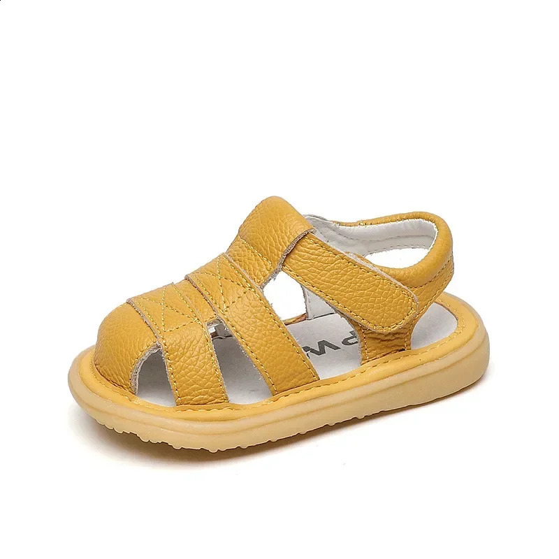 Baby Girls Boys Sandals Summer Infant Anti-collision Toddler Shoes Soft Bottom Kids Genuine Leather Shoes Children Beach Sandals 250821
