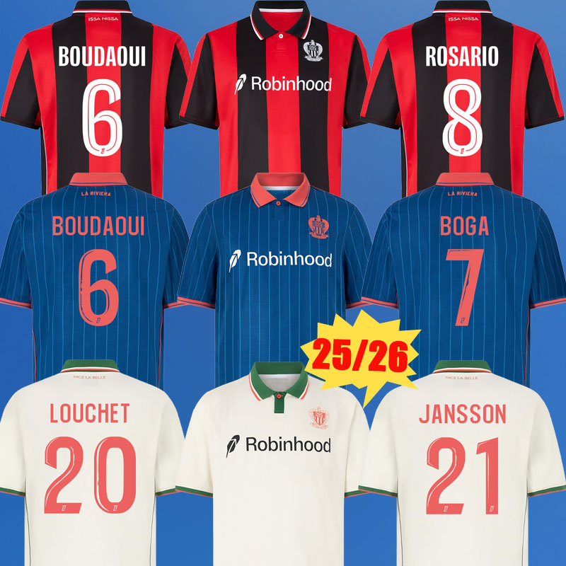 25 26 OGC Nice BOUDAOUI BOGA ROSARIO T. MOFFI S. DIOP soccer jerseys 2025 2026 NDOMBELE Nice LABORDE GUESSAND CHO BARD DANTE BOGA football shirts maillot de foot home