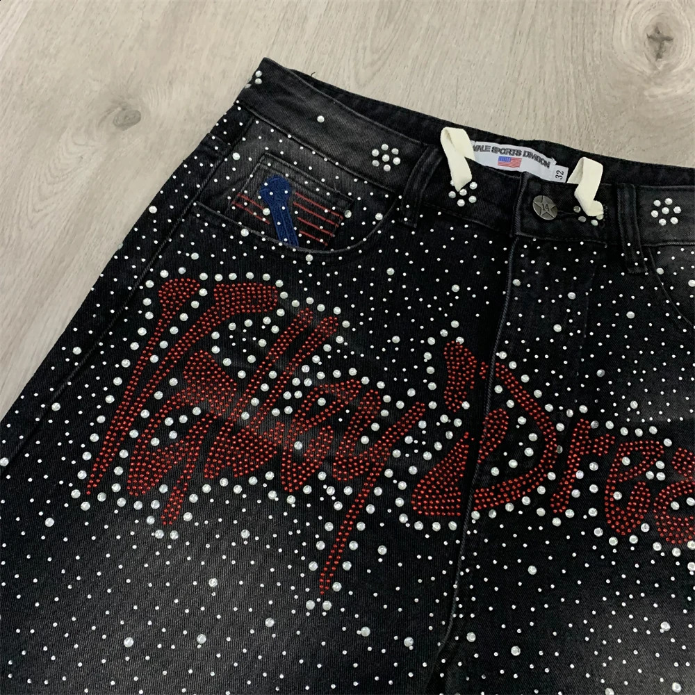 Flash Diamond Bing Vale Vintage Washed Black Denim Shorts Men Women VALLEY DREAMS Jean Breeches 250820