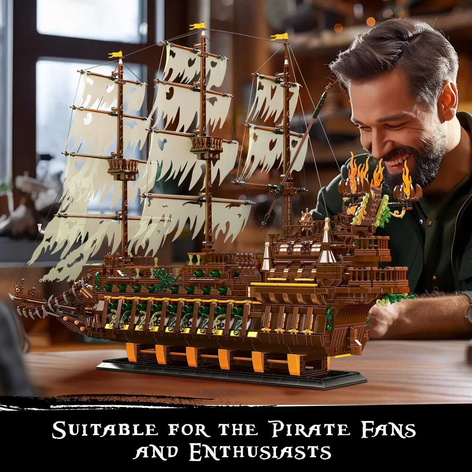 4364Pcs Flying Dutchman Pirate Ship Large Modar Sailing Building Blocks Sets MOC Movie Series Bricks Model Kids Toys Boys Gift C251111
