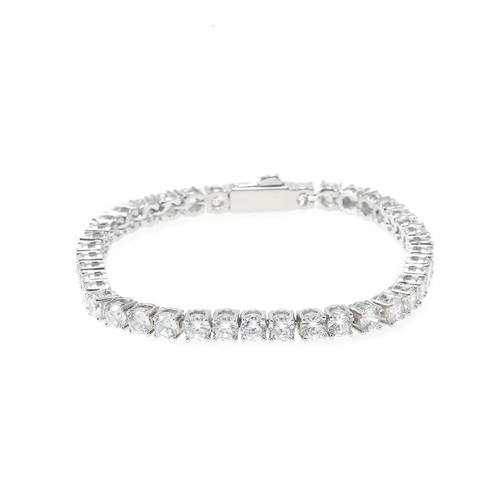 Ladies 100% pure silver moissanite bracelet; fashionable and luxurious 925 pure silver 3mm tennis bracelet