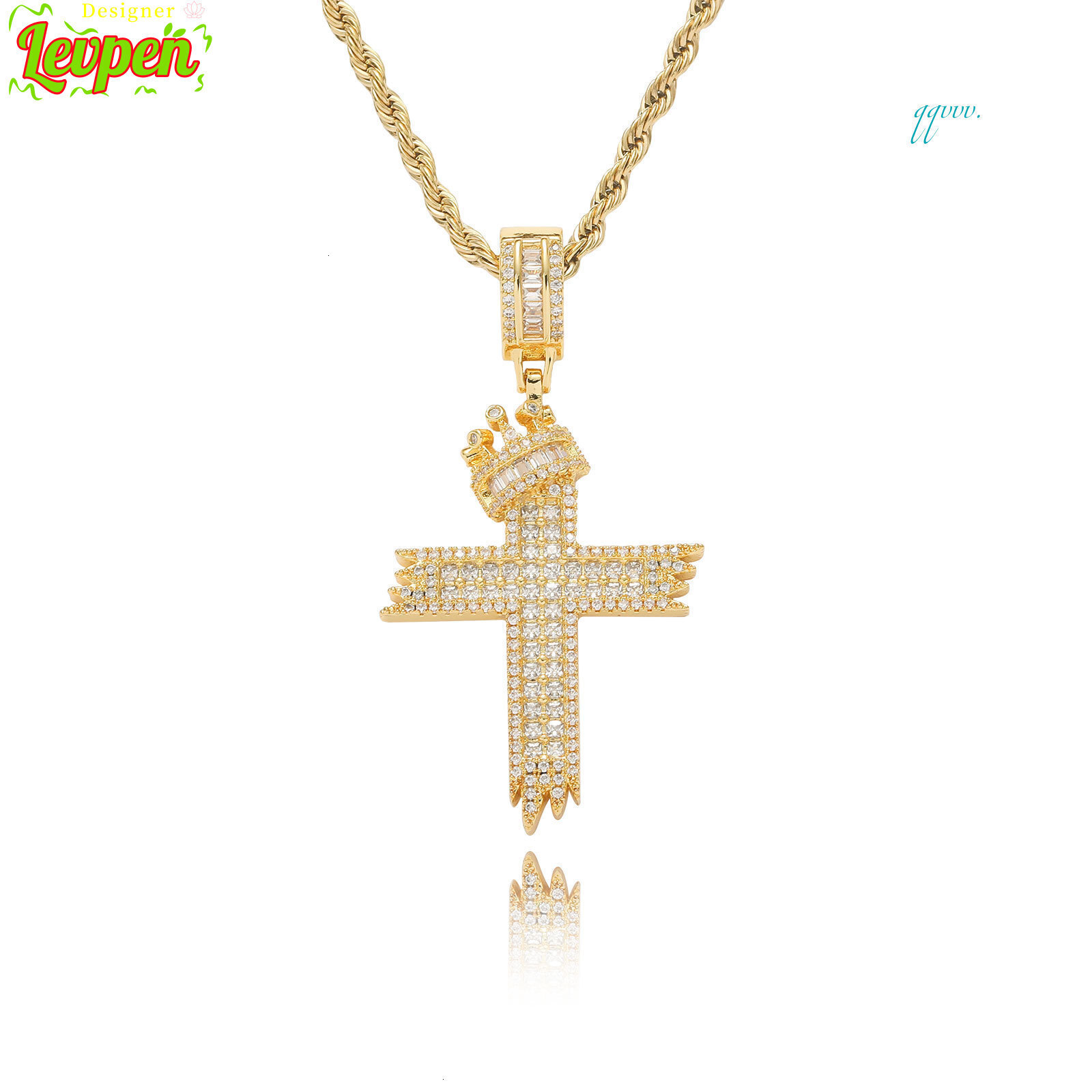 Designer LevpeMoissanite Jewelry Copper Cross Pendant With Gold Plated Iced Out Cubic Moissanite Pendent Necklace Hip Hop Jewelry OACOCANecklace