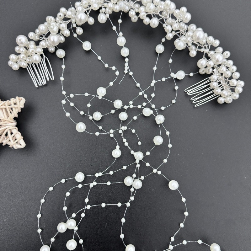 Pearl Bridal Hair Accessory - Elegant Tassel & Wave Design for Weddings