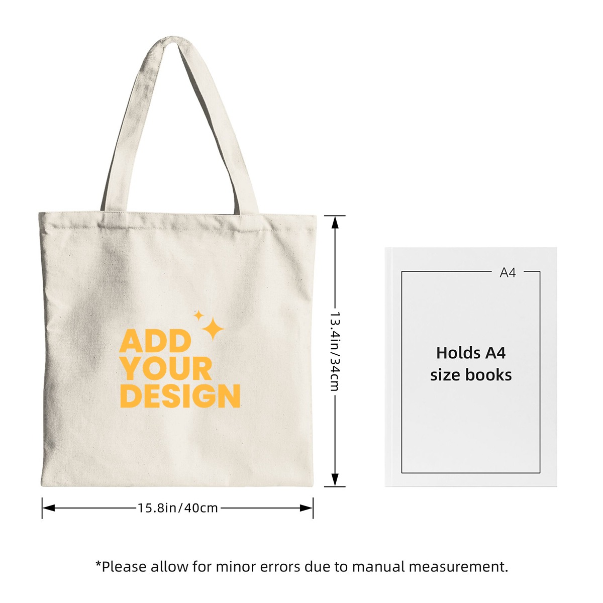 DHgatepod Custom Canvas Tote Bag, Personalized Large Shopping Bag with Long Handles, Durable Reusable Grocery Bag for Women & Men, Gift Idea