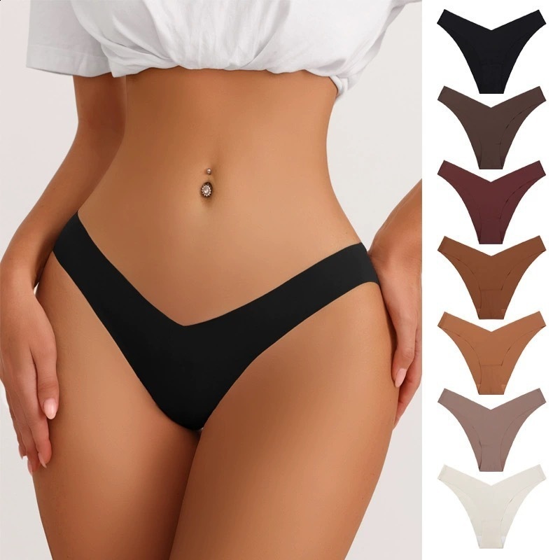 Panties Women Sexy Seamless Underwear Ice Silk Underpants Low Rise Panty Female Soft Solid Color Ultra-thin Briefs 250617