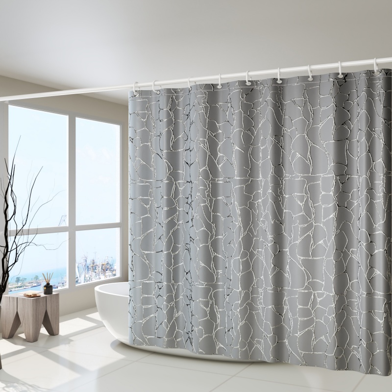Shower curtain gray cracked vein hot silver fashionable high-quality bathroom cover (excluding: wash label, lead wire, lining plate color card)