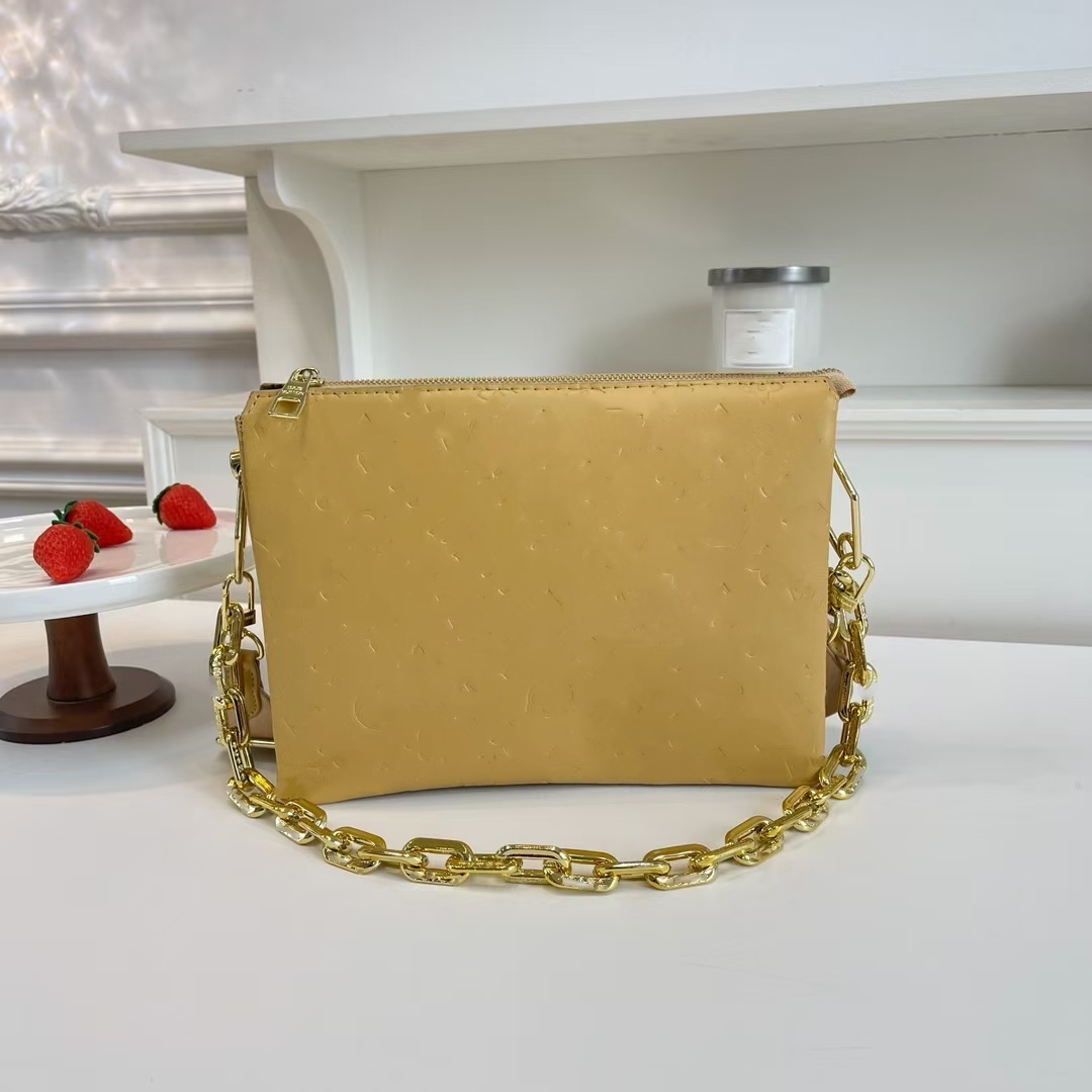 Hot Eming Leather Designer bag Womens Coussin Shoulder Bags Crossbody sac Gold Chain Totes Handbags Tote Wallets ladies Messenger Bag Purses 25cm