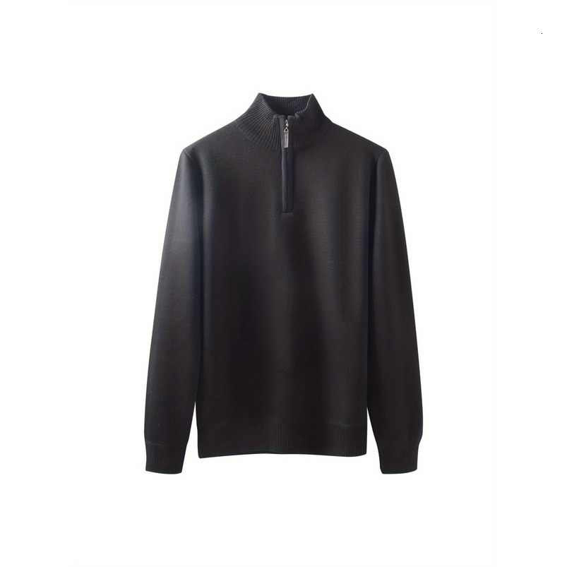 Autumn Long Sleeve Men's Youth Casual Sweater Zipper Collar Winter Knitted Base Shirt Warm Inner Wear