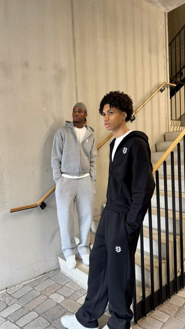 Men's Sportswear Set With Embroidered Zipper SUVENE Elastic Tie Rope Solid Color Casual High Street Hip-hop Rap Street Y2k Men's And Women&#