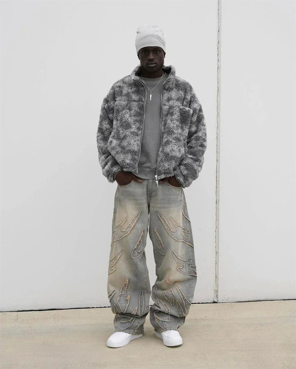 Baggy Jeans for Men Y2k Hip Hop Distressed Retro Black Pants Oversized Embroidery Harajuku Gothic Wide Leg Trousers Streetwear