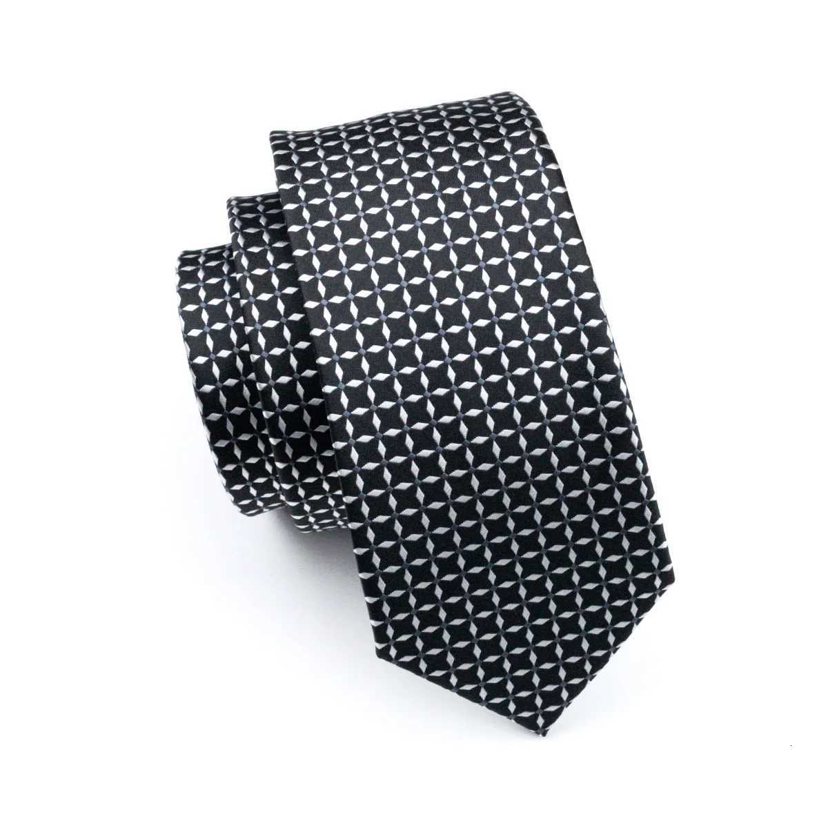 Men Tie Classic Black Plaid Necktie Casual Silk tie Jacquard Tie Handkerchief Cufflinks Set Wedding Party Business Barry .Wang H250820