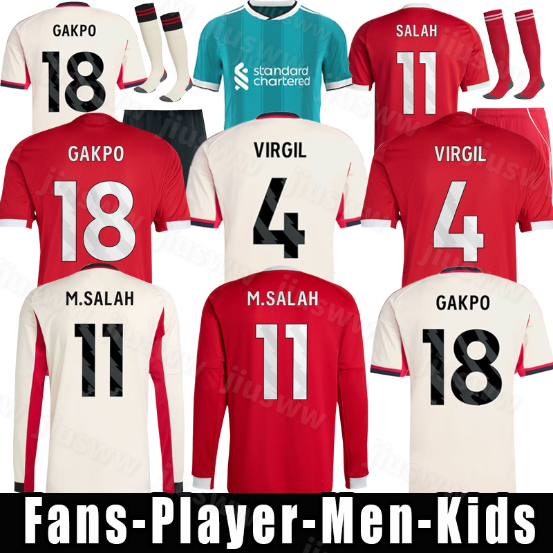 2025 2026 MAC ALLISTER SALAH soccer jersey DIOGO JOTA EkitikE 2025 2026 football shirt SZOBOSZLAI A.BECKER VIRGIL Wirtz Kerkez men kids kit uniforms KERKEZ BRADLEY