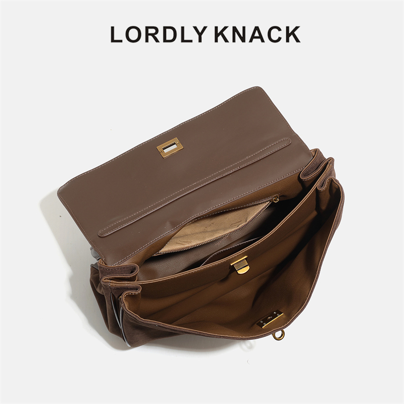 LORDLY KNACK designer bag light luxury soft suede casual tote bag high-quality vintage commute handbag for woman
