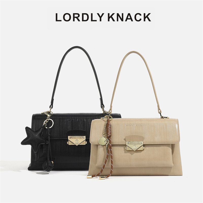 LORDLY KNACK designer bag light luxury genuine leather casual flap bag high-quality vintage large capacity tote bag for woman