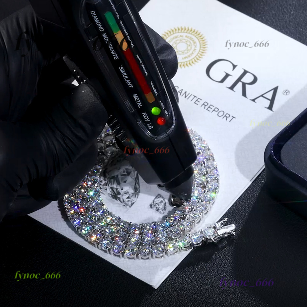 Sparkling Moissanite Tennis Necklace 14K/18K Gold Plated Wedding Jewelry Men Women Custom 925 Sterling Silver Tennis Chain