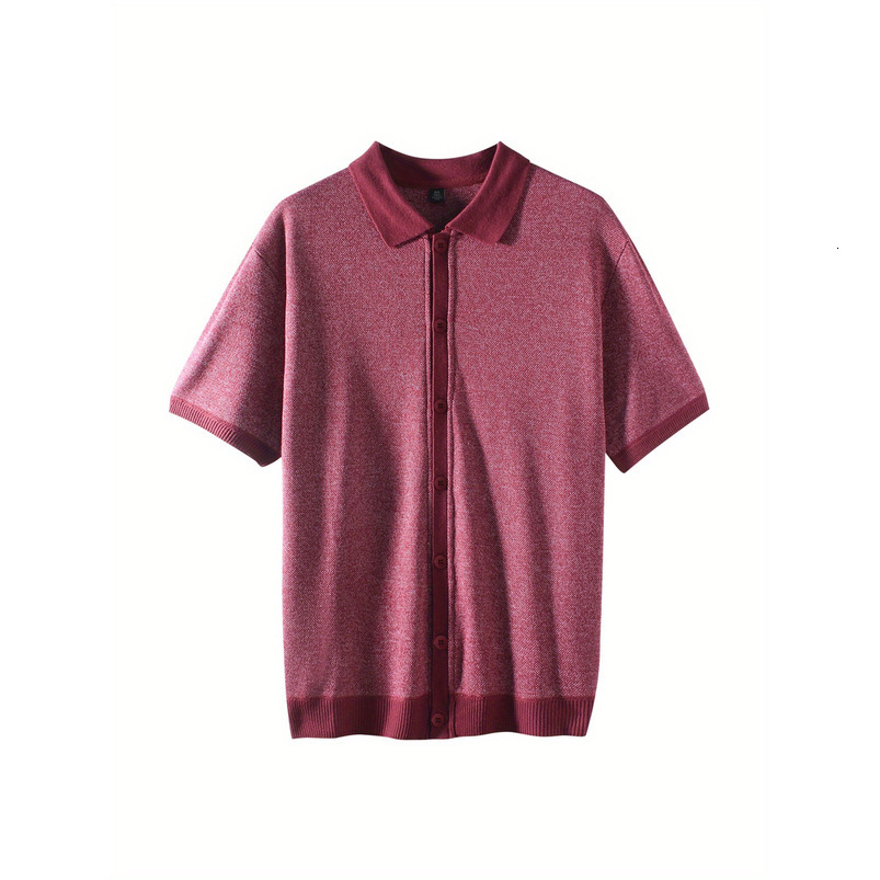 Men's Simple Casual Fashion Knitted Jacquard Cardigan Short Sleeve