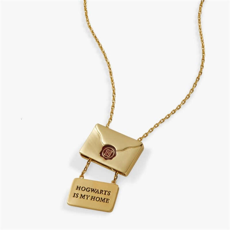Hogwarts Admission Letter Necklace Potter Magical Pendant Copper Gold-Plated Color-Retaining Neck Jewelry