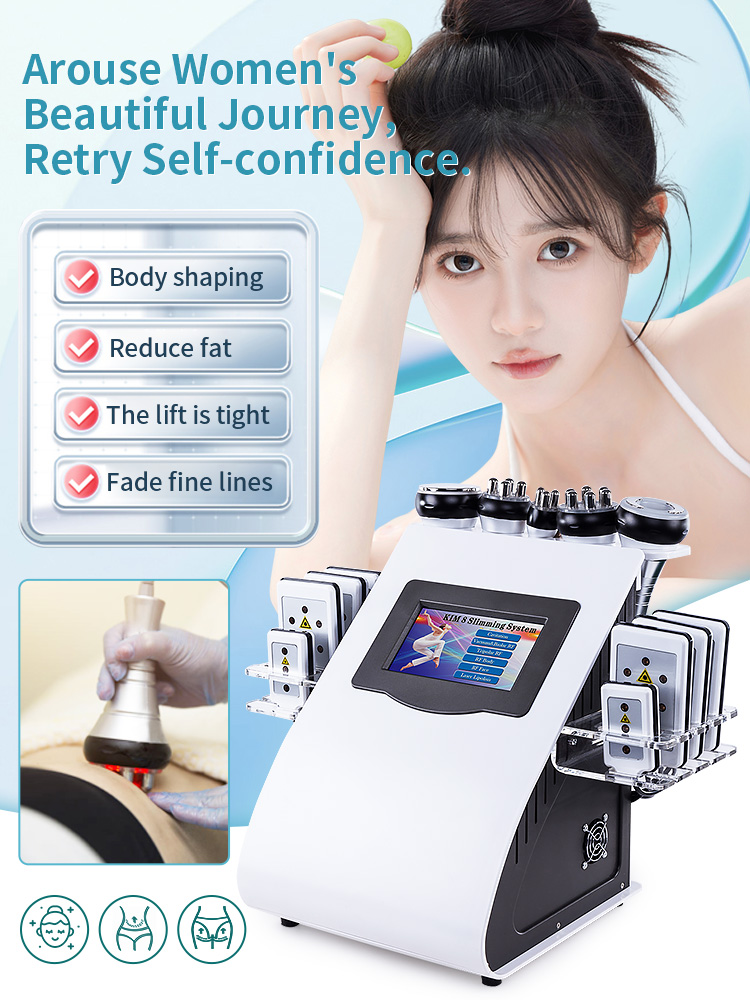 New 6 In 1 40K Ultrasonic Cavitation Vacuum Radio Frequency Laser 8 Pads Lipo Laser Slimming Machine for Home Use Spa