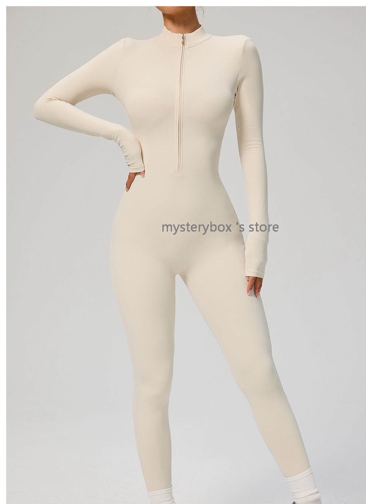 fashion Long Sleeved Exercise & Fitness Wear Yoga Outfits Zipper Yoga Jumpsuit Dance Fitness Tight Fitting Sports Cycling Clothes Mysterybox Store
