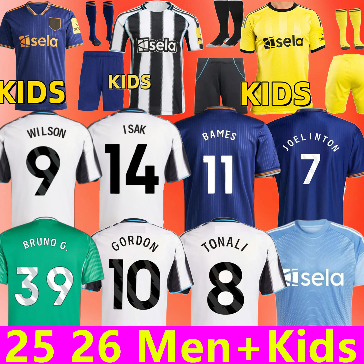 2025/2026 TONALI soccer jerseys Kids Kit 25 26 BRUNO G. WILSON SAINT MAXIMIN ISAK UnITeDS JOELINTON Football Shirt Goalkeeper Home Away Third Set Fan Player Version