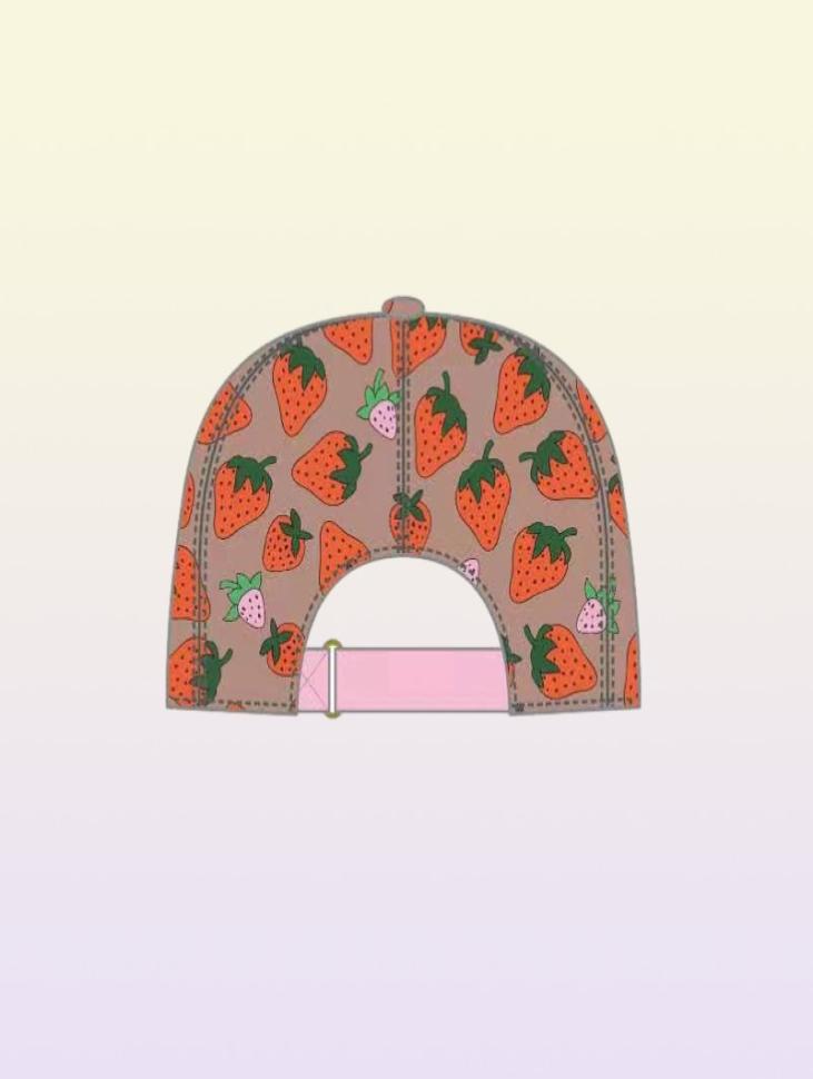 Classic Letter Strawberry print baseball cap Women Famous Cotton Adjustable Skull Sport Golf Ball caps Curved high quality cactus 4789030