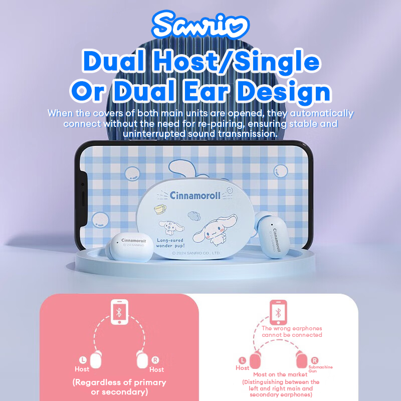 Sanrio Hello Kitty True Wireless Bluetooth Earphones In-Ear HX-15 High-Quality Music Earbuds Ultra-Long Battery Life Gaming Headset