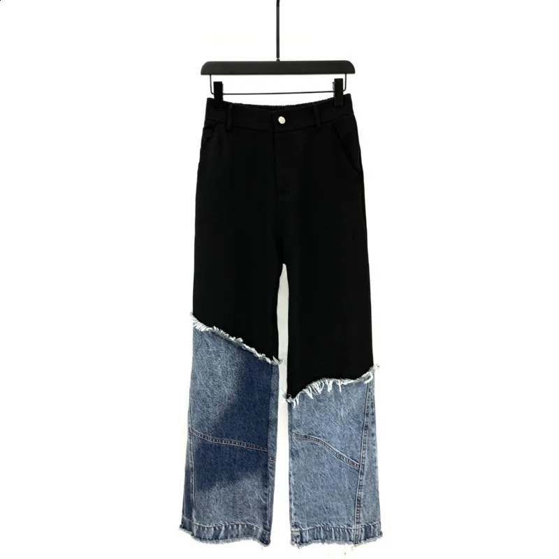WVGA Spring Autumn Man Stylish Denim Patchwork Short Jacket Trendy Niche Casual Straight Suit Pants TwoPiece Set W9219 250820