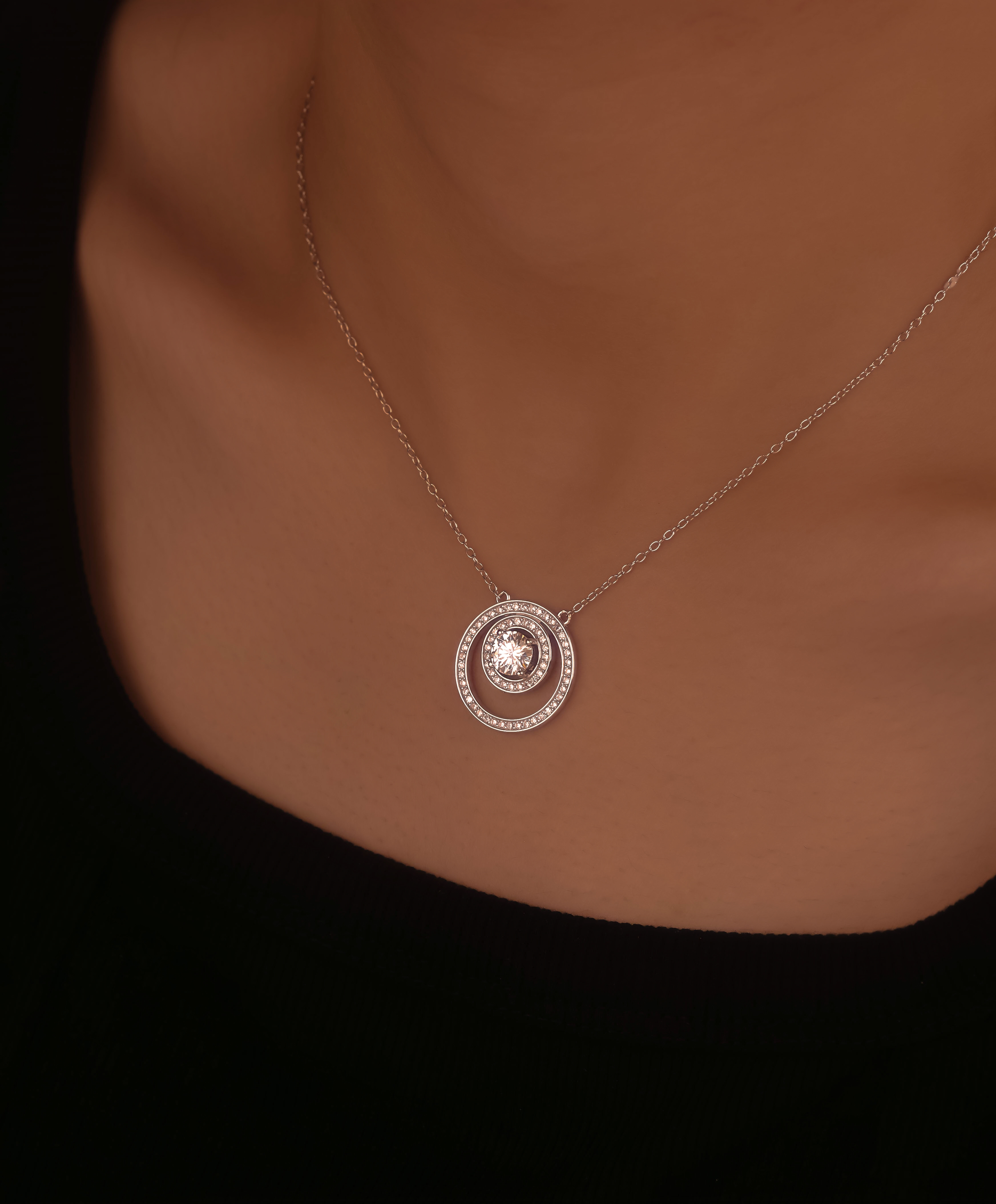 MT Round Cut Moissanite Pendant Necklace For Women 18 k White Gold 925 Sterling Silver Simplified Design Necklace Fashion Jewelry High-Quality