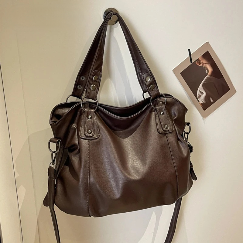 Autumn New Women s Crossbody Bag Large Capacity Fashionable Handbag Soft Leather PU New Retro Women s Handbag Autumn New Designer Bag Women s Shoulder