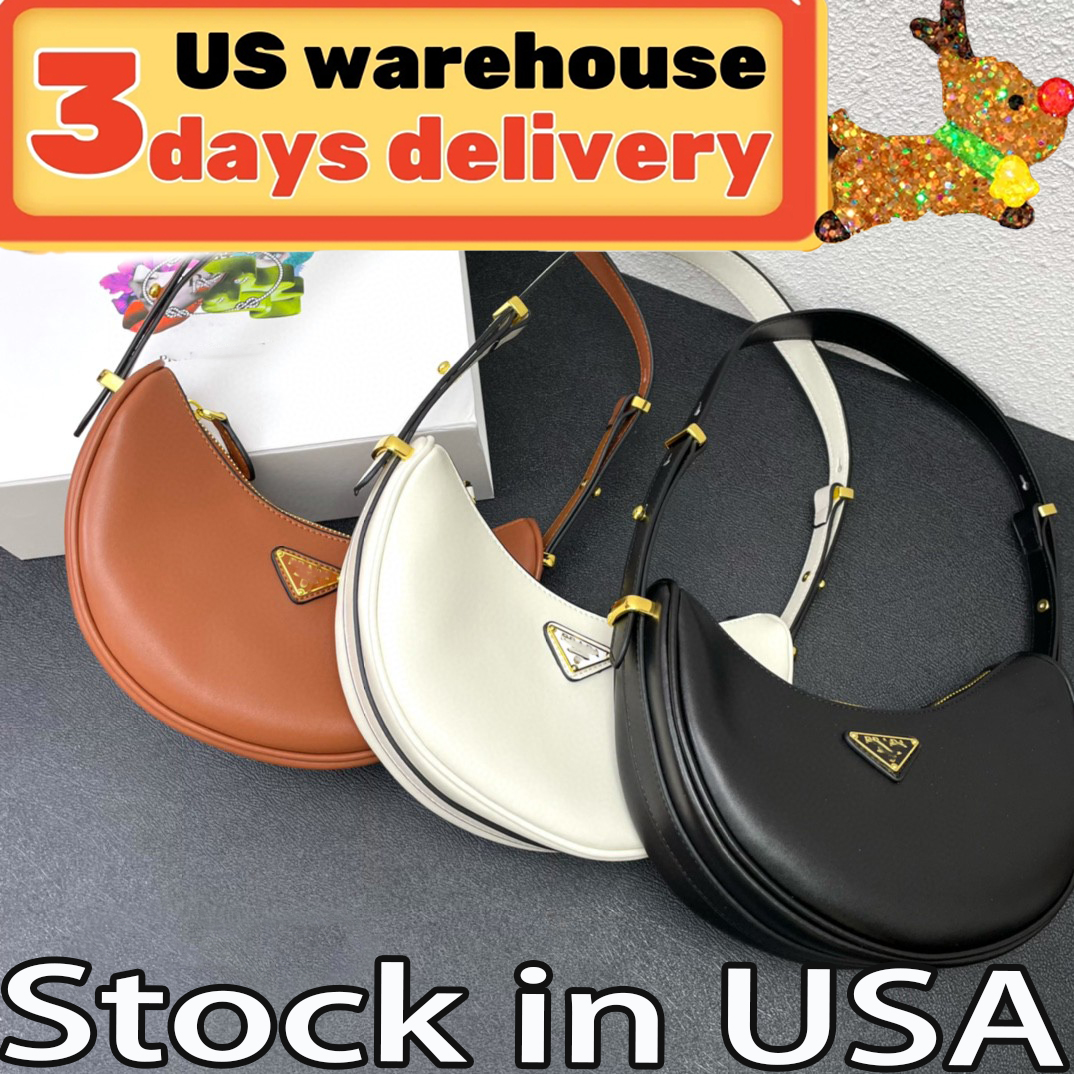 Us Warehouse Designer bag Shoulder Bags Luxury HOBO Wallet Fashion Leather crossbody Clutch half moon bag for woman mens Underarm crescent bags Classic Lady Purse