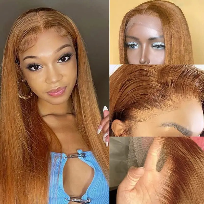 Honey Blonde Wig Human Hair Bone Straight Lace Front Wig 13X4 HD Lace Frontal Preplucked Wig 30 32 Inch Brazilian Wigs Synthetic Ready To Wear